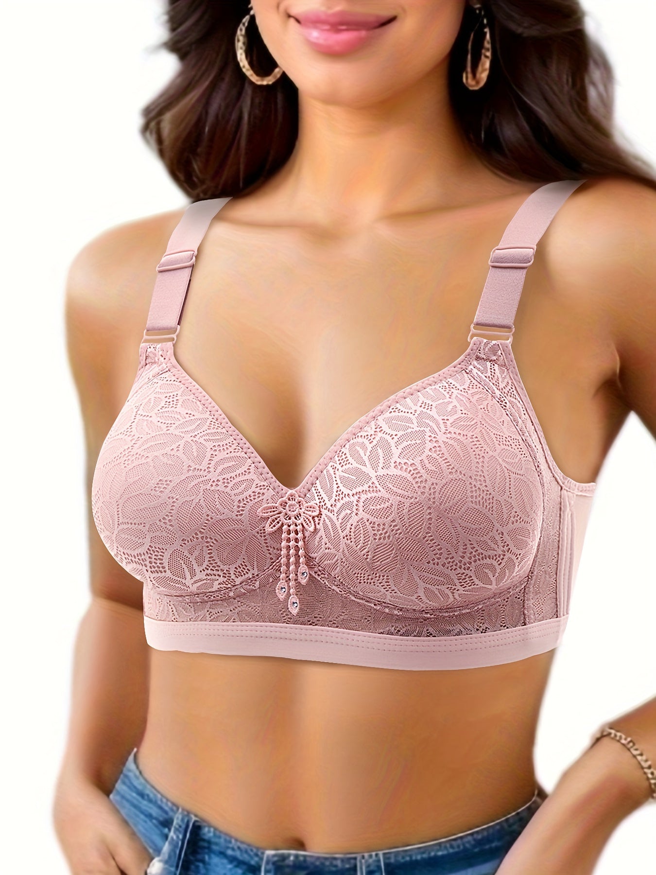 5pcs EssElegance Wireless Push-Up Bras - No Underwire, High Stretch V-Neck Adjustable Straps, Nylon Seamless Comfort for Workouts & Daily Wear, 5 Colors (Black/Red/Beige/Pink/Lavender), Workout Bras, Elegant Bra Design, Smooth Texture Bra