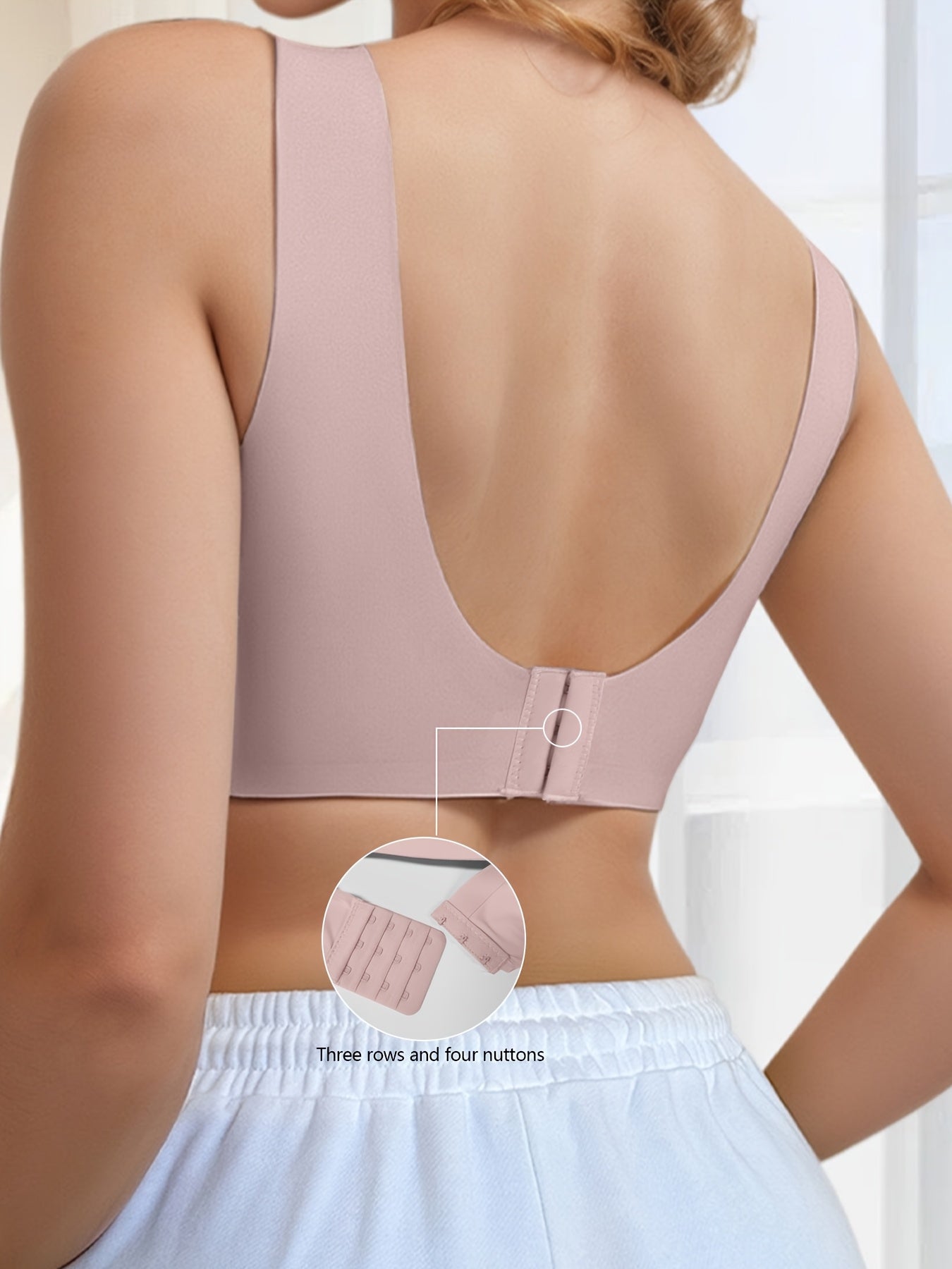 5pcs EssElegance Plus Size Push-Up Seamless Bra - Adjustable Straps, Wire-Free Support, Ultra-Soft Breathable Fabric, Removable Pads & Backless Design for Daily Wear (Mature Style, 4 Colors), Comfortable Undergarment, Backless Bralette, Handwashable