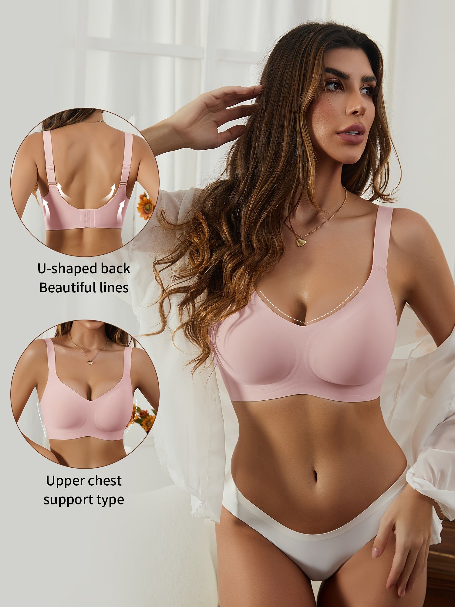 3-Pack Glam Style Seamless Wireless Bras for Women, Medium Support, Non-Removable Padding, Invisible Comfort, Solid Color, Knit Fabric, 180gsm, Nylon 55% Spandex 45% - Anti-Sagging Lift & Side Support