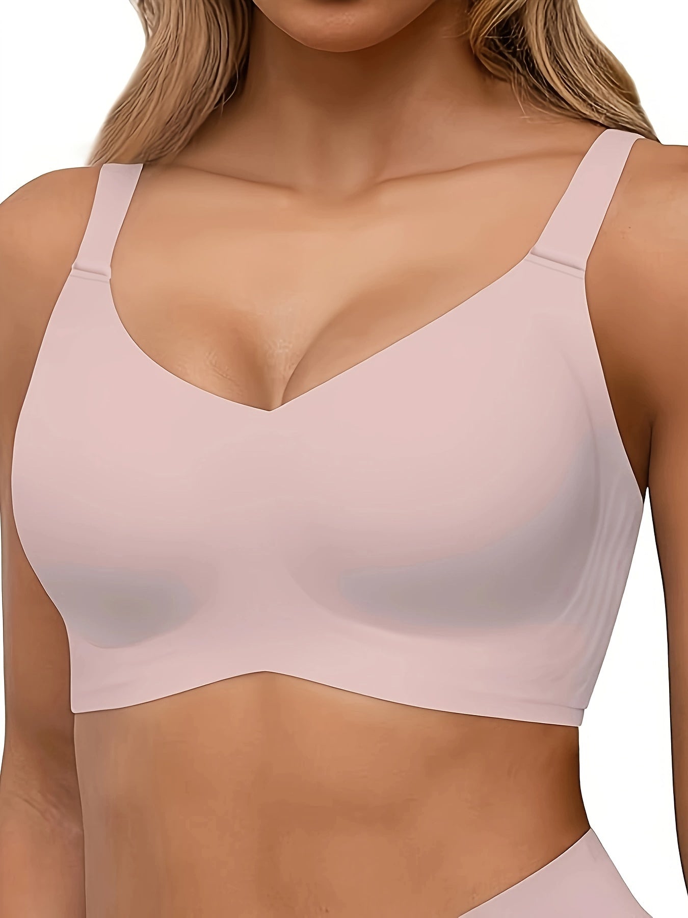 3-Pack Glam Style Seamless Wireless Bras for Women, Medium Support, Non-Removable Padding, Invisible Comfort, Solid Color, Knit Fabric, 180gsm, Nylon 55% Spandex 45% - Anti-Sagging Lift & Side Support