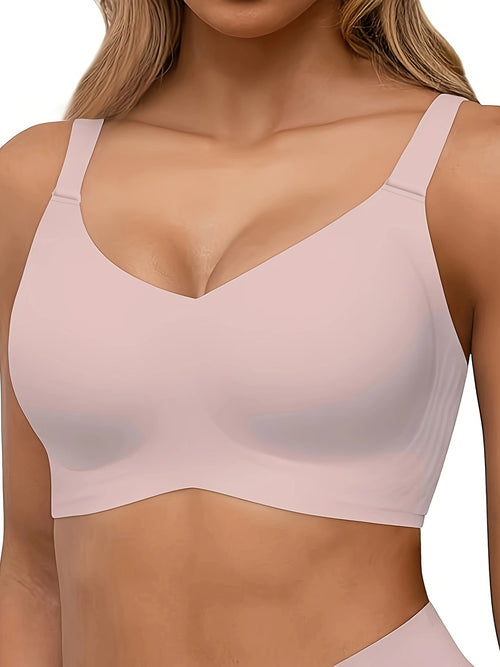 3-Pack Glam Style Seamless Wireless Bras for Women, Medium Support, Non-Removable Padding, Invisible Comfort, Solid Color, Knit Fabric, 180gsm, Nylon 55% Spandex 45% - Anti-Sagging Lift & Side Support