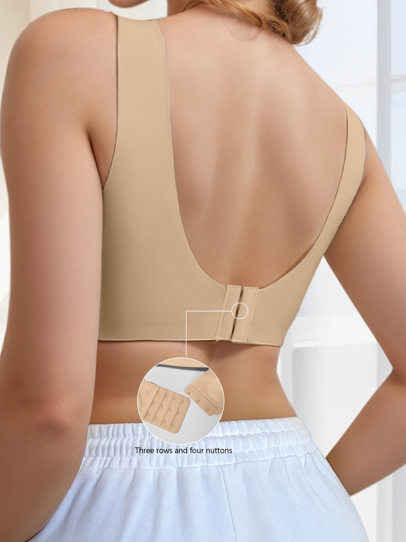 5pcs EssElegance Plus Size Push-Up Seamless Bra - Adjustable Straps, Wire-Free Support, Ultra-Soft Breathable Fabric, Removable Pads & Backless Design for Daily Wear (Mature Style, 4 Colors), Comfortable Undergarment, Backless Bralette, Handwashable