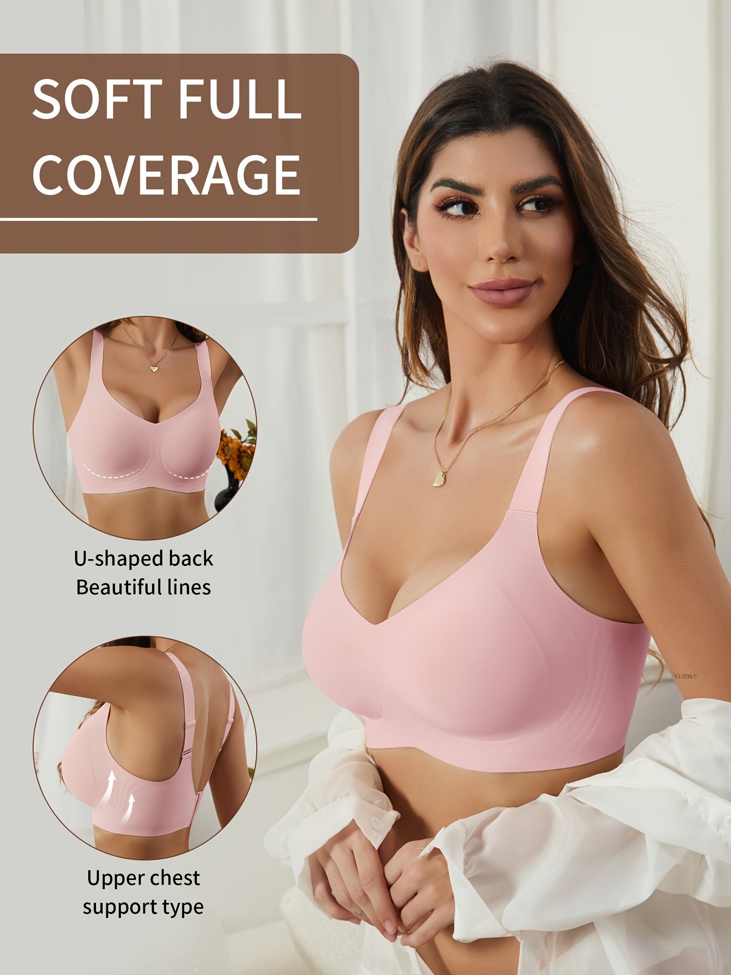 3-Pack Glam Style Seamless Wireless Bras for Women, Medium Support, Non-Removable Padding, Invisible Comfort, Solid Color, Knit Fabric, 180gsm, Nylon 55% Spandex 45% - Anti-Sagging Lift & Side Support